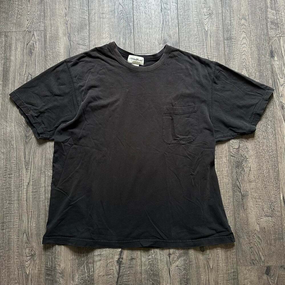 Vintage 00s Blank Black Eddie Bauer Cotton USA Pocket Shirt